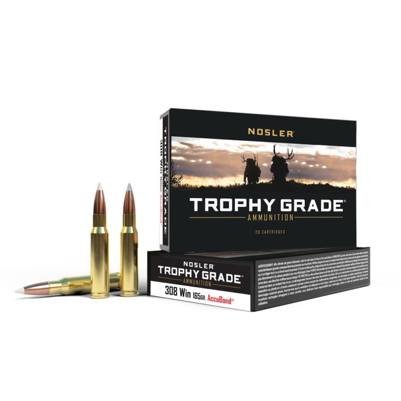 Nosler 60049 Trophy Grade Hunting 308 Win 165 gr AccuBond 20 Per Box/ 10 Cs