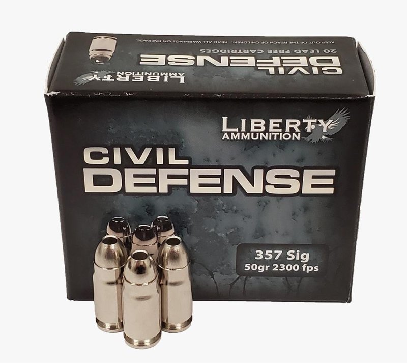 Liberty LACD357SIG053 Civil Defense 357 Sig 50gr Lead-Free Ammo 20 Rds