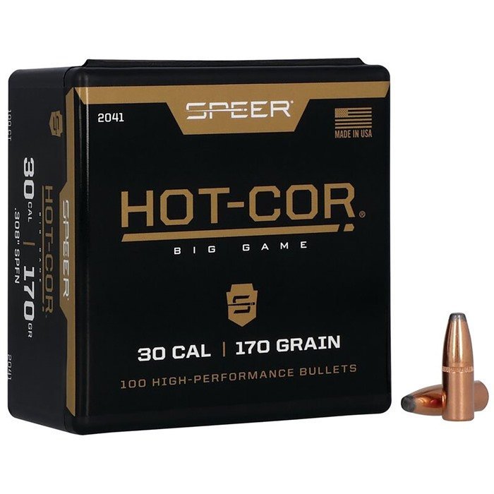 Speer 2041 30 Caliber 170GR Soft Point Flat Nose Bullets 100/Box