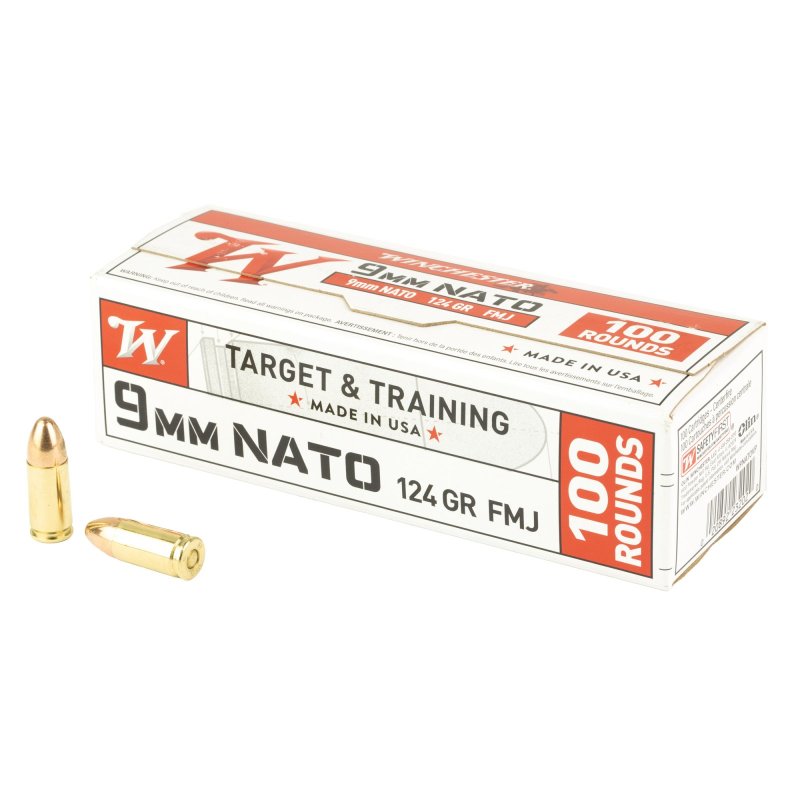 Winchester USA White Box 9mm NATO 124 gr FMJ Ammunition
