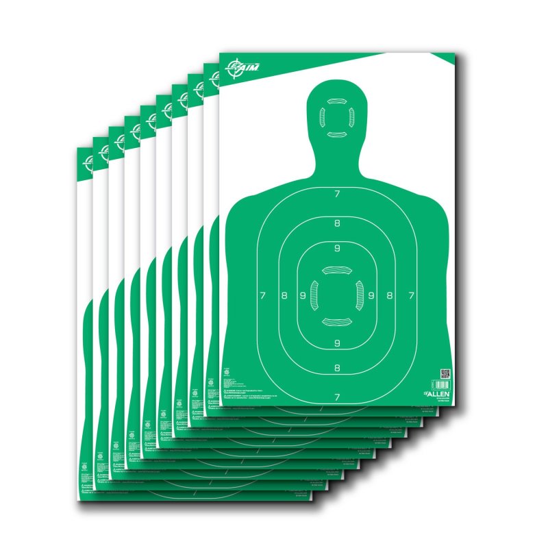 Allen EZ Aim Non-Adhesive Silhouette Target 12x18 Green 10 Pack