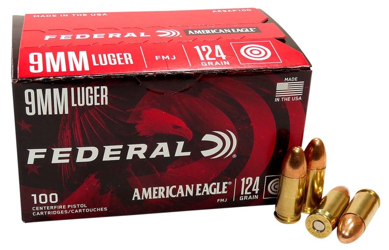 Federal AE9AP100 9mm Luger 124 Grain Full Metal Jacket 100 Rounds