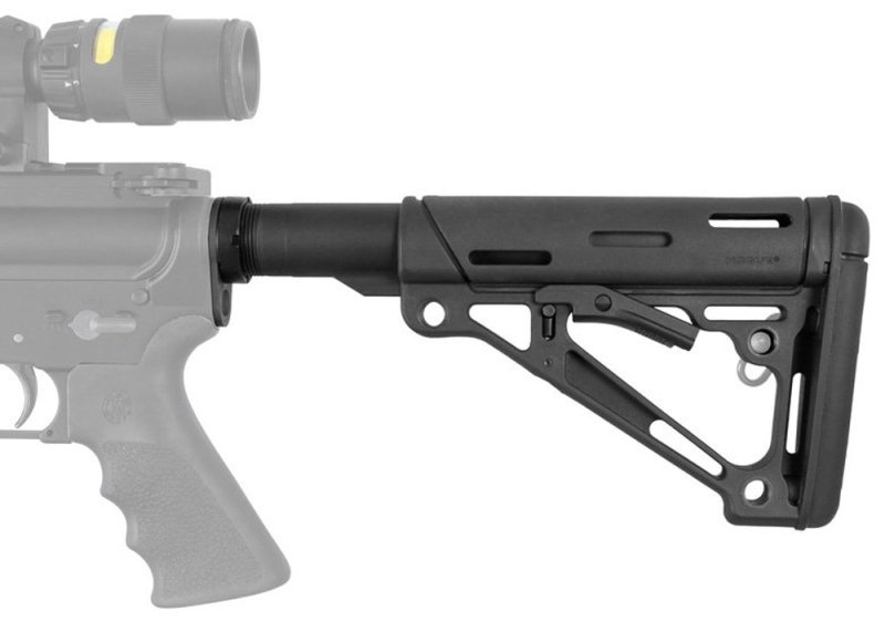 Hogue OverMolded Collapsible Stock Assy f/AR15/M16 Mil-Spec Buffer Tube Bk