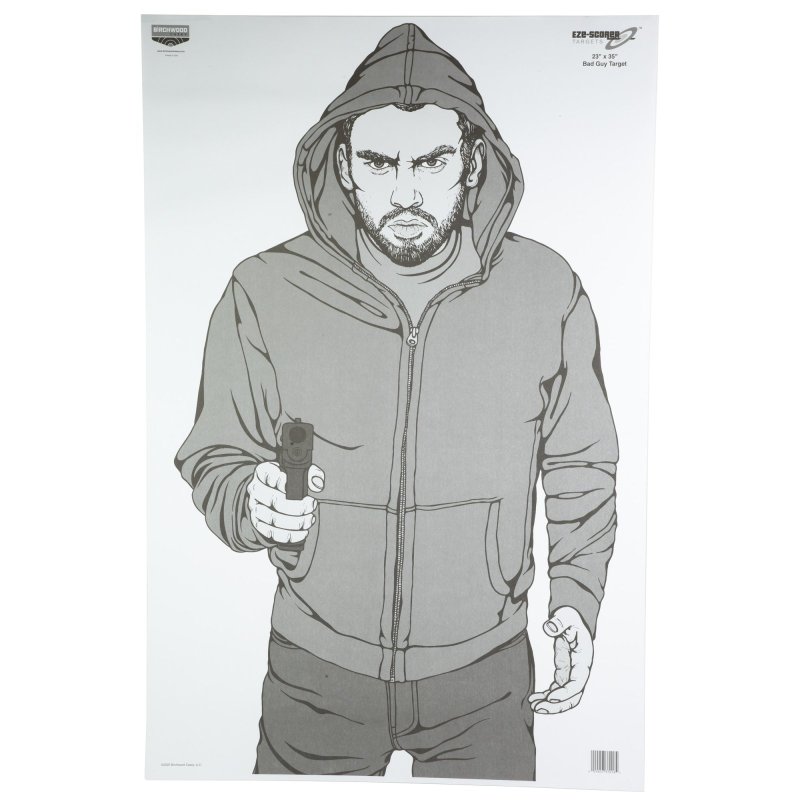 Birchwood Casey 37016 EZE-Scorer Bad Guy Silhouette Paper Target 23" x 35" 100 Per Pkg