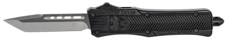 CobraTec SBCTK-1STNS 2.75" Tanto Plain Edge OTF Knife, D2 Steel, Black