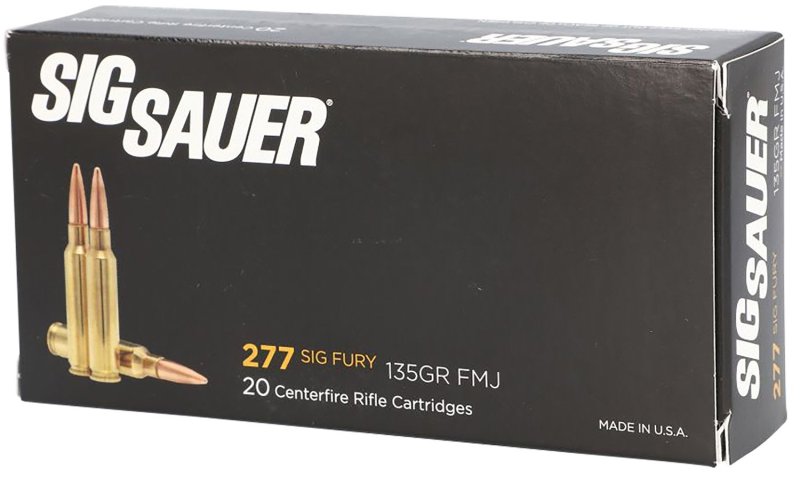Sig Sauer E277SFB13520 Elite Ball .277 Fury 135gr FMJ 20 Rounds Box