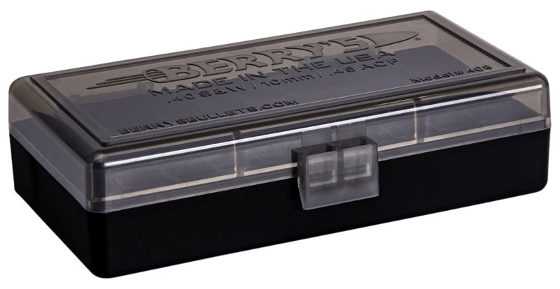 Berrys 408 Ammo Box S&W 45 ACP 10mm 50Rd Smoke/Black