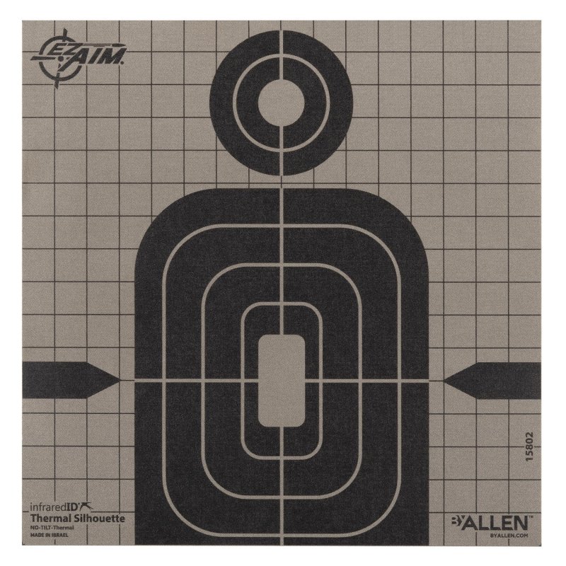 Allen 15802 Thermal Target Silhouette Hanging Paper 8"x8" Black/Gray