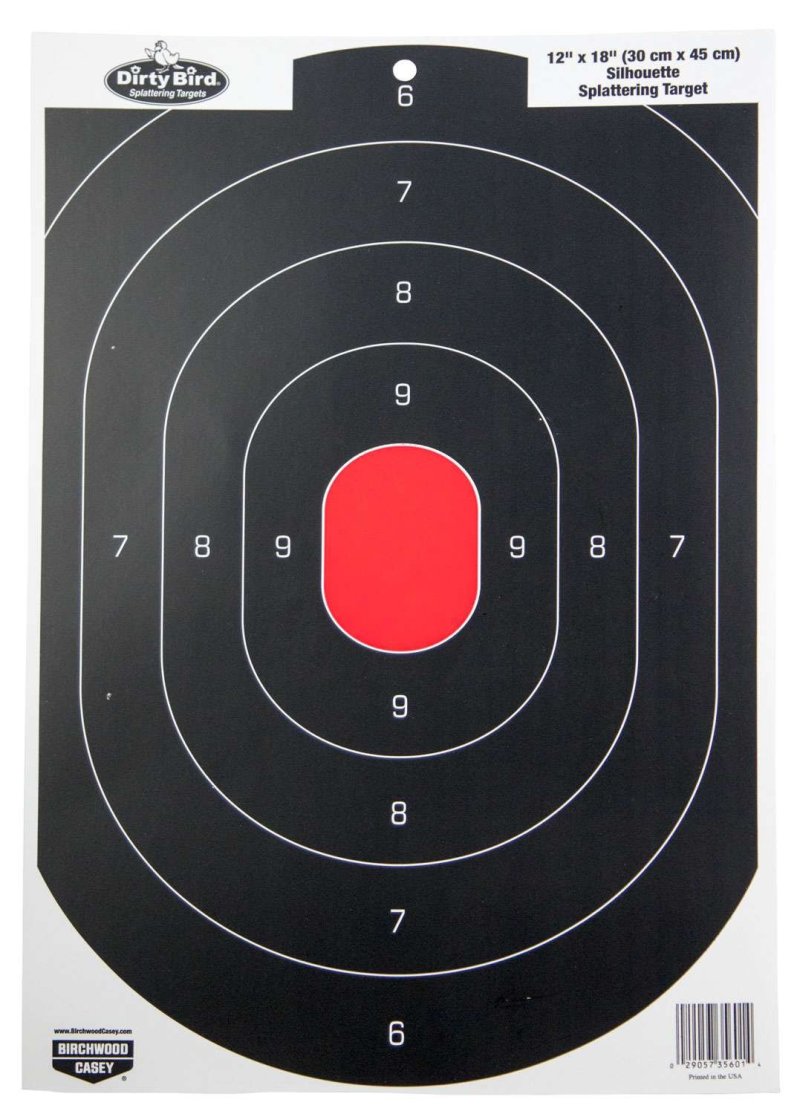 Birchwood Casey Dirty Bird Silhouette Tagboard Hanging Pistol 12" x 18" Black/Red 100 Per