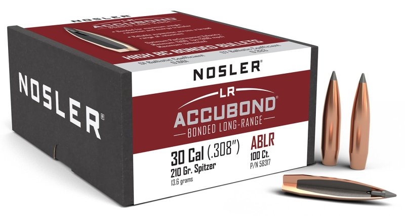 Nosler AccuBond Long Range 30 Caliber 210 Grain Spitzer Point 100 Count
