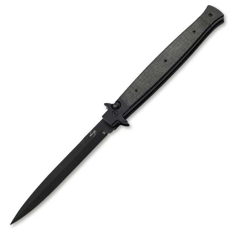 BOKER Stiletto 06EX753 5.0 In False Edge/Plain Blade Black Automatic