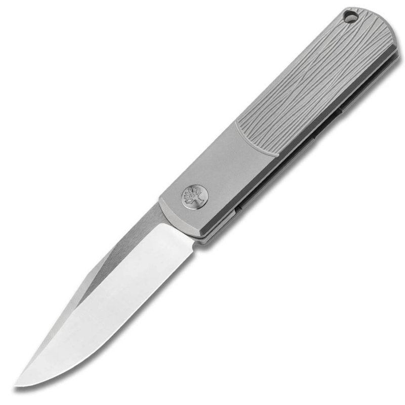 Boker BRLW 2.6 In Drop Point Plain Gray/Titanium Handle