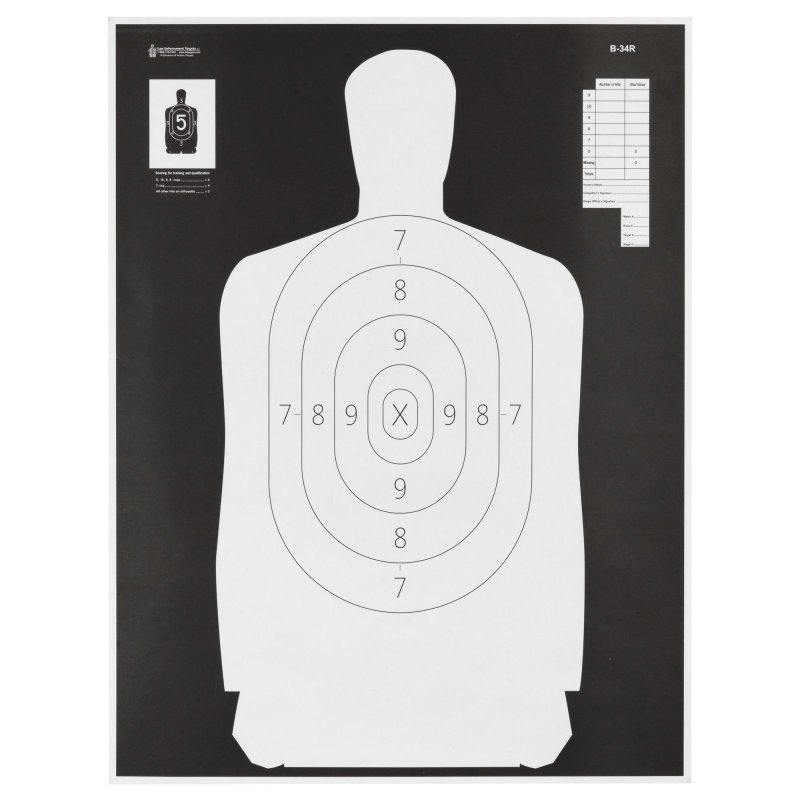 Action Target B34R100 Qualification Reverse Silhouette Paper 25PK