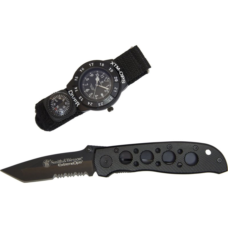 S&W SWXTMOPS2 Extreme Ops Combo 3.18" Folding Plain Black 420 Stainl...