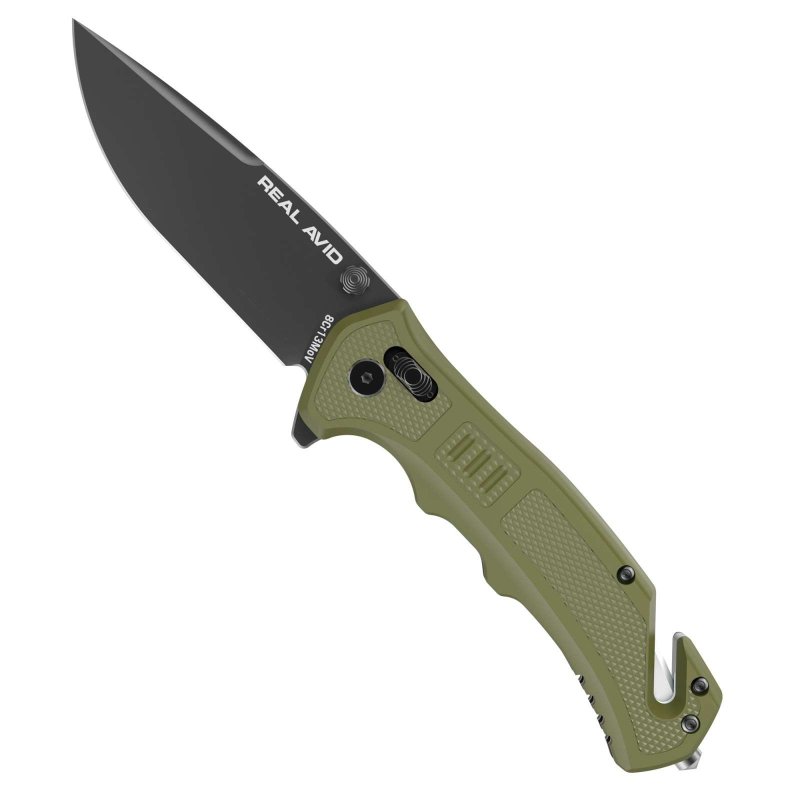 Real Avid AVRAV4 RAV-4 3.25" Drop Point 8Cr13MoV Blade OD Green Handle