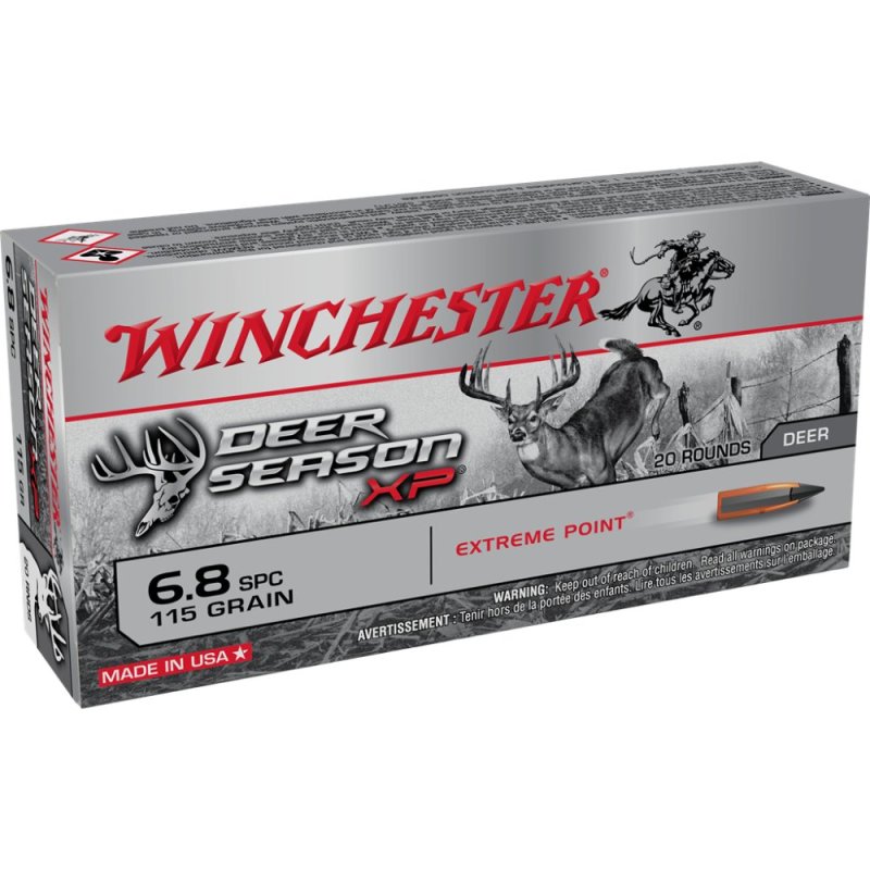 Winchester Ammo X68SPCDS Deer Season XP 6.8mm Rem SPC 115 gr Extreme Point 20 Per Box/ 10 Cs