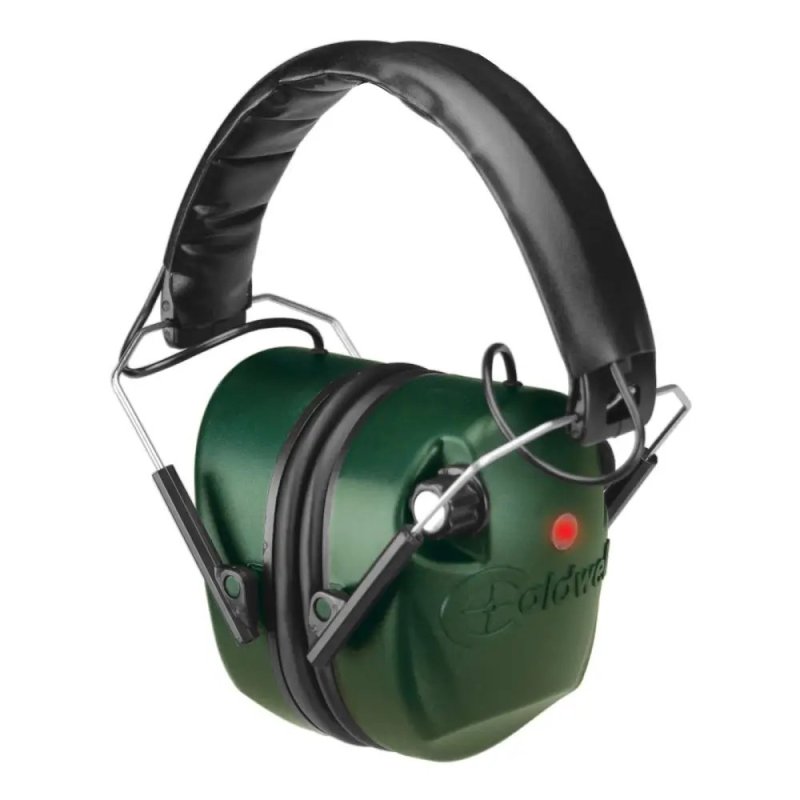Caldwell 497700 E-Max Low-Profile Electronic Earmuffs, Dual Microphone, 85 dB Cutoff, 25 dB Noise Reduction, AAA Battery Powered, Green/Black