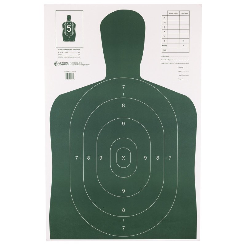 Action Target B-27E Silhouette 23x35 Green Heavy Paper 100-Pack