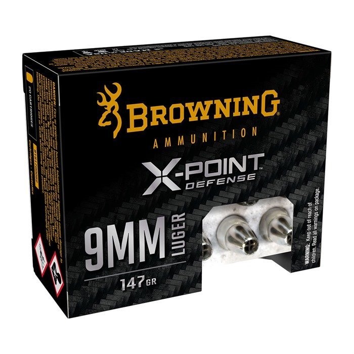 Browning X-Point Defense 9mm Luger Ammo 20 Rounds 147 Grain JHP