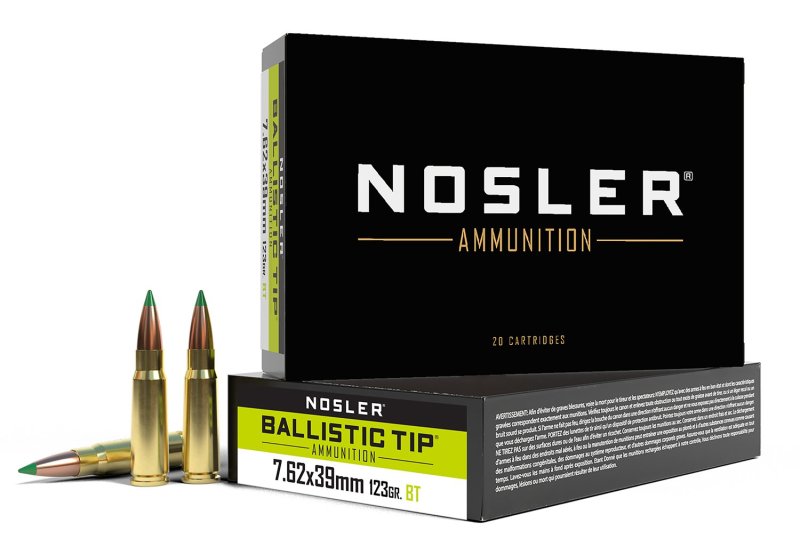 Nosler 40069 Ballistic Tip 7.62x39mm 123gr Rifle Ammo, 20 Rounds, Brass Cased, Centerfire, USA Origin
