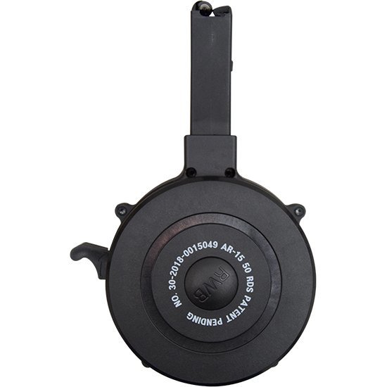 RWB AR15 Single Drum 50 Round Magazine Black Polymer AR50D
