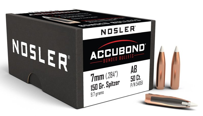 Nosler 54951 AccuBond Hunting 7mm .284 150 gr Spitzer Point 50 Per Box