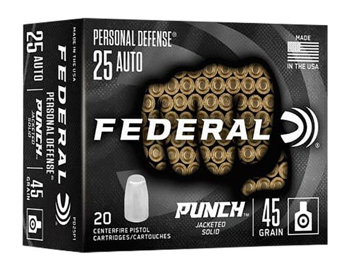 Federal PD25P1 Punch 25ACP 45gr Hollow Point Ammo 20 Rounds