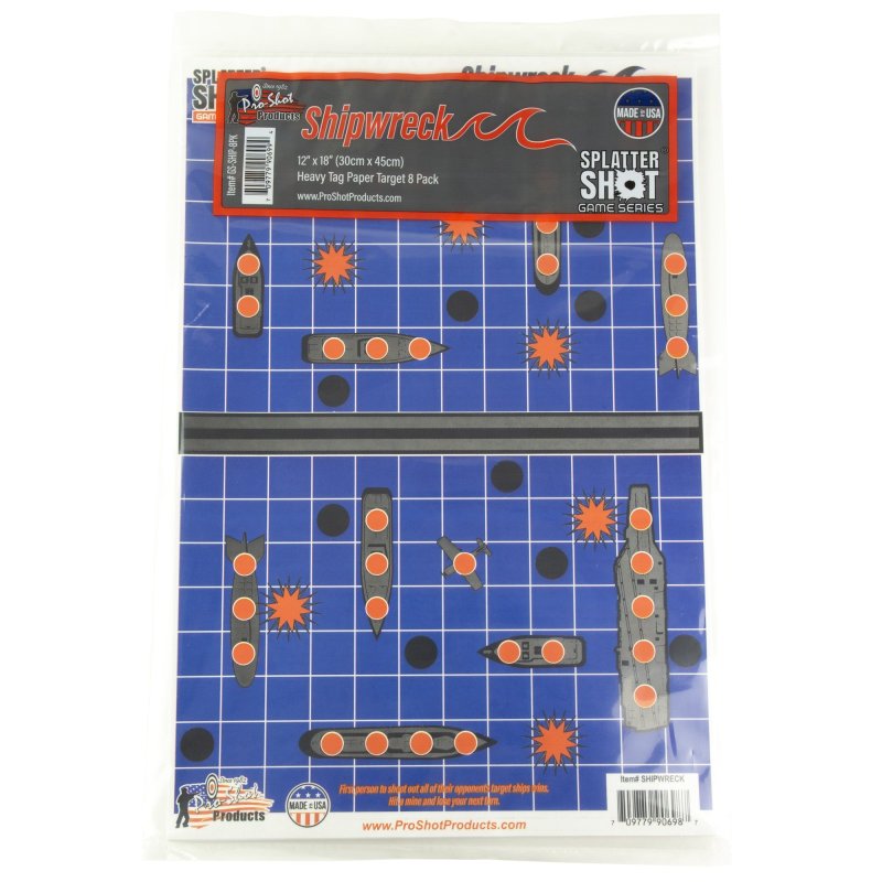 ProShot SPLATTER SHOT GAME SERIES 12IN X 18IN SHIPWRECK HEAVY TAG PAPER TARGET - 8 PACK GS-SHIP-8PK