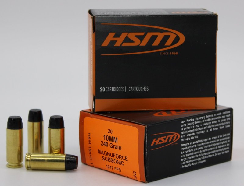 HSM Ammunition 10mm-17-N 10MM AUTO 240gr Hard Cast FN Subsonic