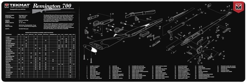 TekMat TEKR36REM700 Remington 700 Mat 12"x36" Black/White Rubber