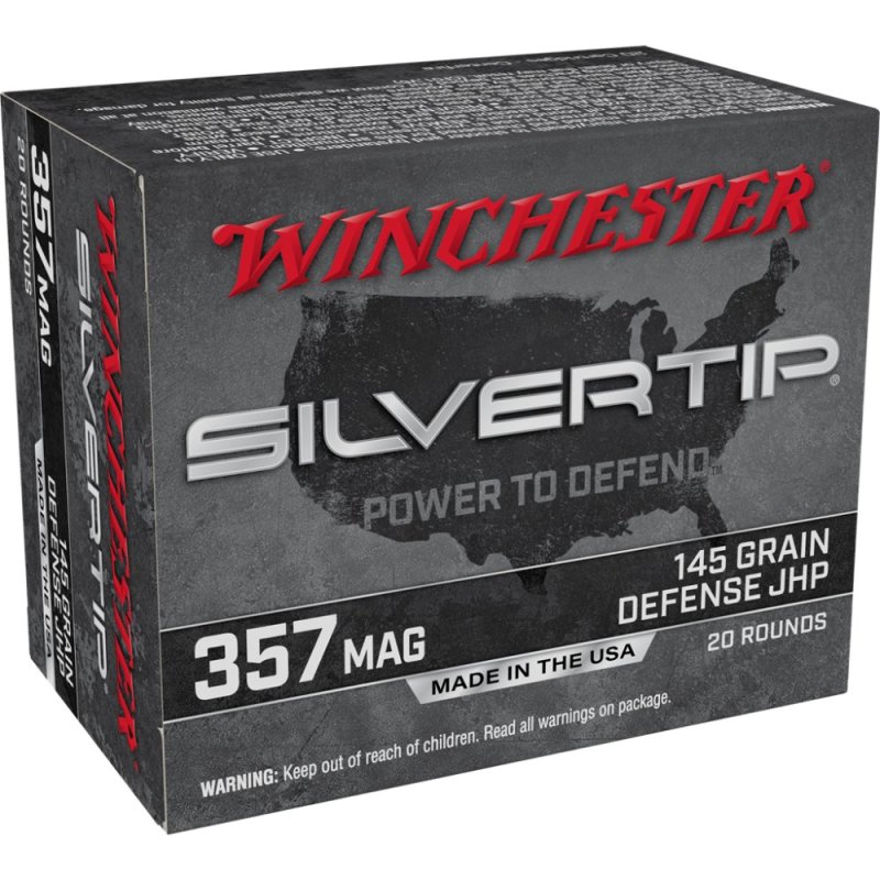 Winchester Ammo W357ST Silvertip Defense 357 Mag 145 gr Silvertip Jacket Hollow Point 20 Per Box/ 10 Cs