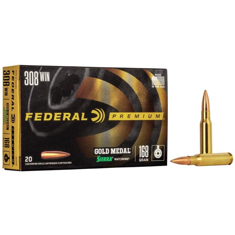 Federal Premium GM308M 308 Win 168 Grain Sierra MatchKing BTHP 20 Rounds