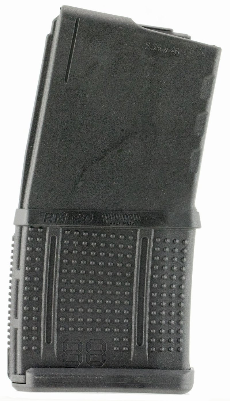 ProMag RM20 AR-15 Magazine, 20-Round, .223 Rem/5.56 NATO, Anti-Tilt Roller Follower, DuPont Zytel Polymer, Black