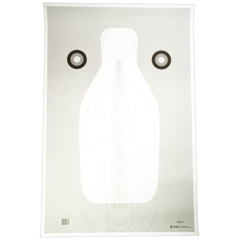 FBI Q Vital Anatomy V2 Training Target 23x35 Inch Black White Gray 100-Pack