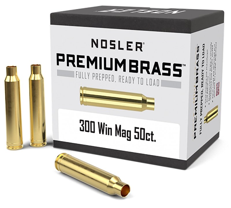 Nosler 10227 Premium Brass Unprimed Cases 300 Win Mag Rifle Brass 50 Per