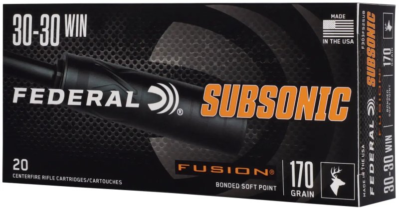Federal 30-30 WIN 170GR FUSION SUBSONIC 20 F3030FS2SUB