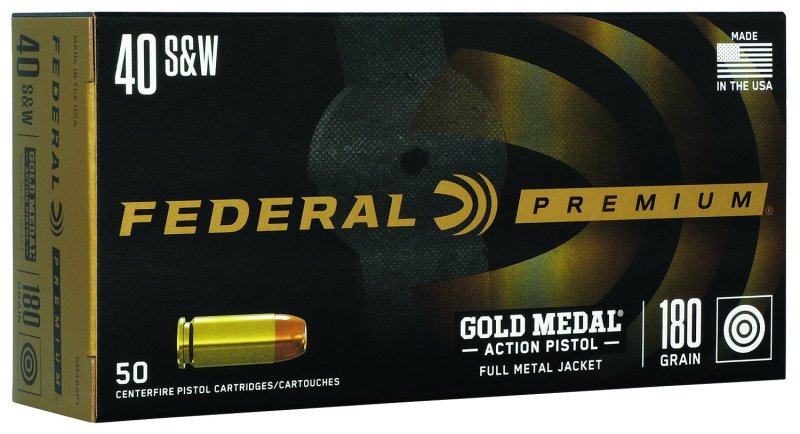 Federal GM40AP1 40 S&W 180 Grain FMJ 50 Rounds Brass Finish
