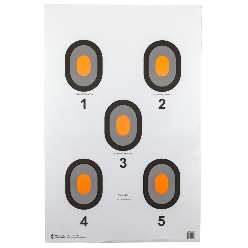 Action Target Bulls-Eye 23x35in 5-Target Orange Center 100-Pack