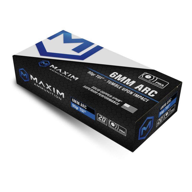 Maxim Defense Precision Rifle Ammunition 6MM ARC 90 Grain Match 20 Rounds