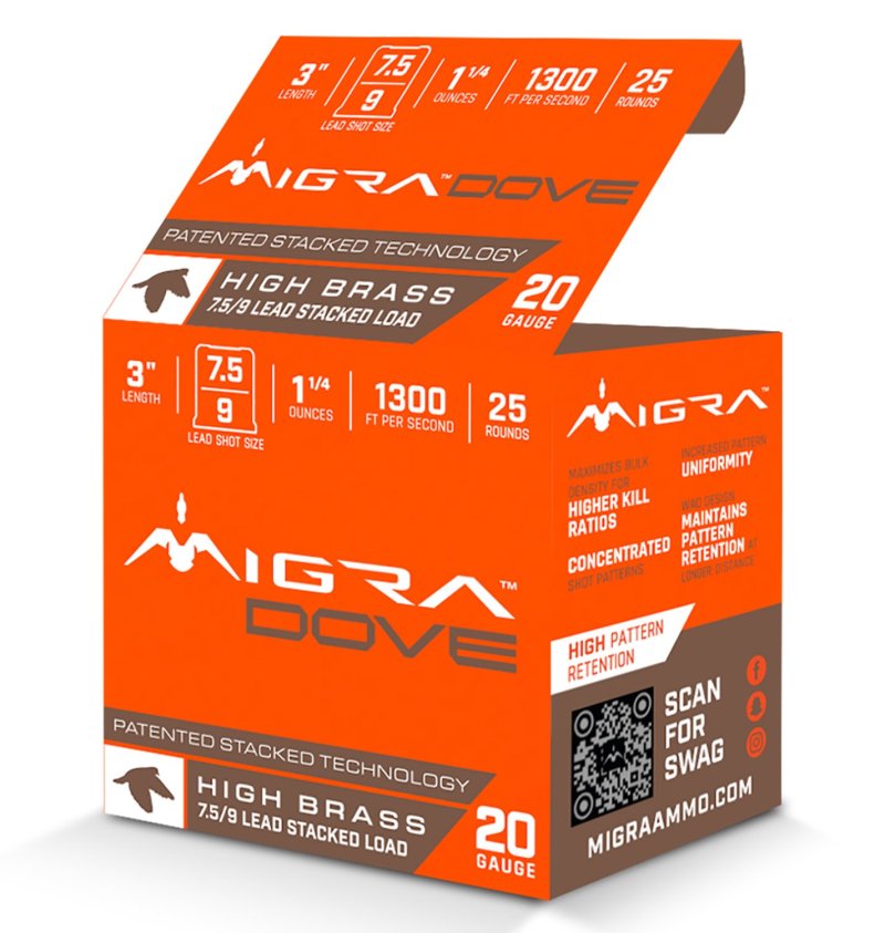 Migra M20UD759 Dove 20GA 3In 1.25oz 7.5/9 1300fps 25Rd
