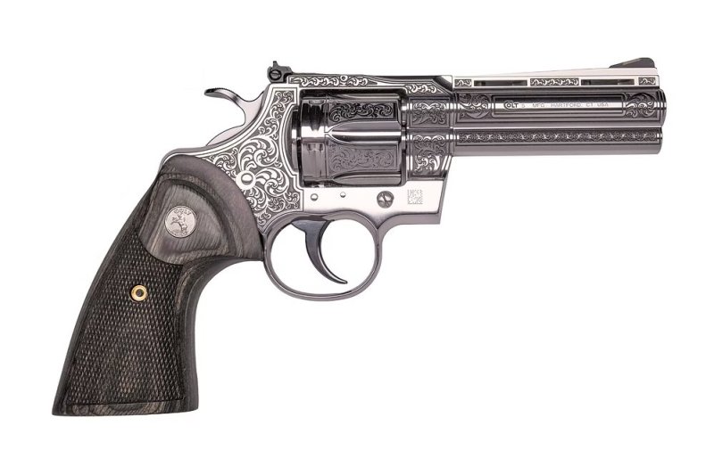Colt Python 357Mag 4.25 Stainless Engraved Walnut