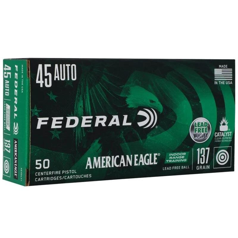 Federal AE45LF1 American Eagle 45ACP 140gr Lead Free 50 Rounds Box