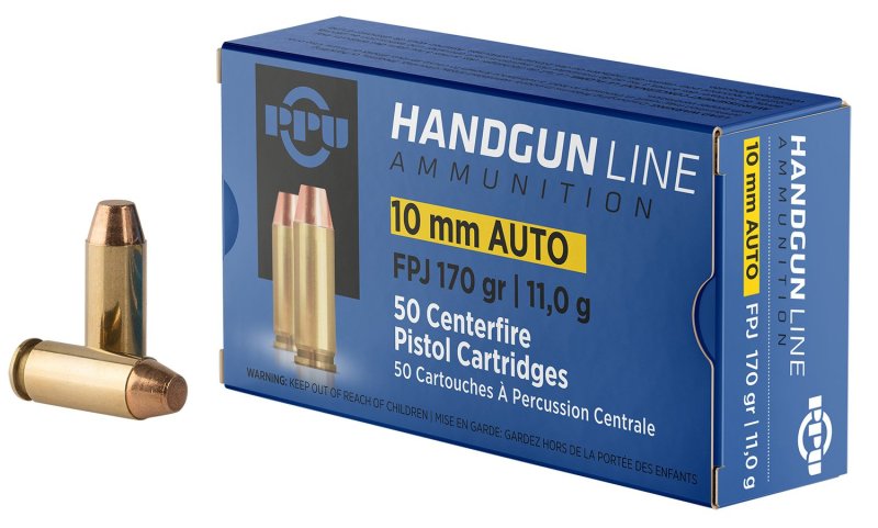 Prvi Partizan PPH10F 10mm Auto 170 Grain Flat Point Jacketed 50 Box