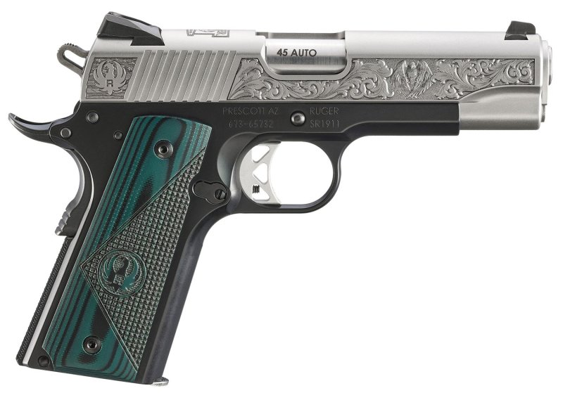 Ruger SR1911 45 ACP 4.25 In 7rd SS Slide G10 Grips Novak Sights