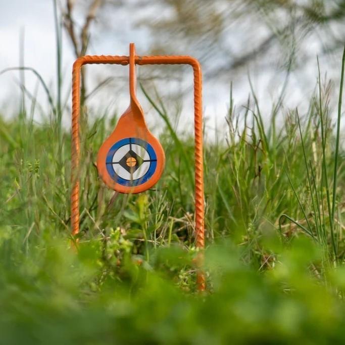 Do-All Outdoors 22RB: Solid Steel Rebar, Orange Powder Coated, .22 Caliber Reactive Spinner Target
