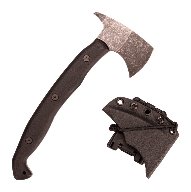Stroup SPIKEBLK Tomahawk Black Acid Etched 10 In Kydex Sheath