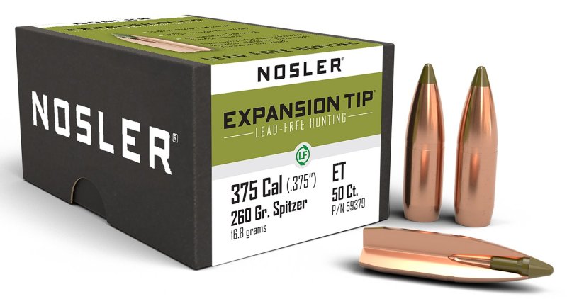 Nosler 59379 E-Tip .375 Cal 260 Grain Spitzer Boat Tail 50 Count