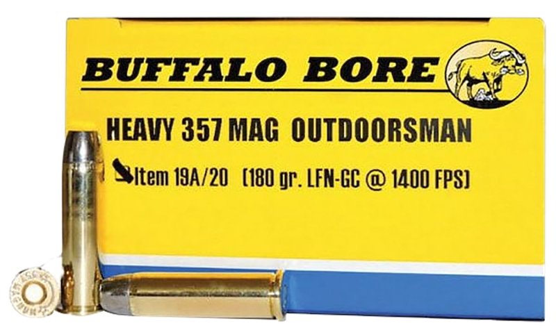 Buffalo Bore 19A20 357 Mag 180gr Hard Cast Flat Nose Ammo 20 Rounds