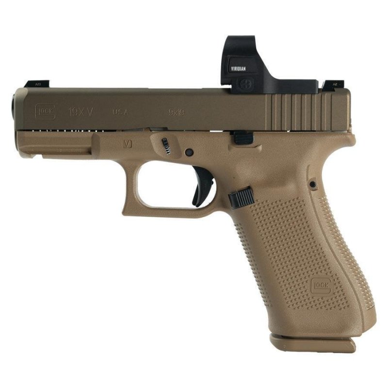 Glock V-Series Model 19 Handgun 9mm Luger 15rd Magazines (3) 4.02 Barrel FDE Viridian RFX35 Green Dot US Made