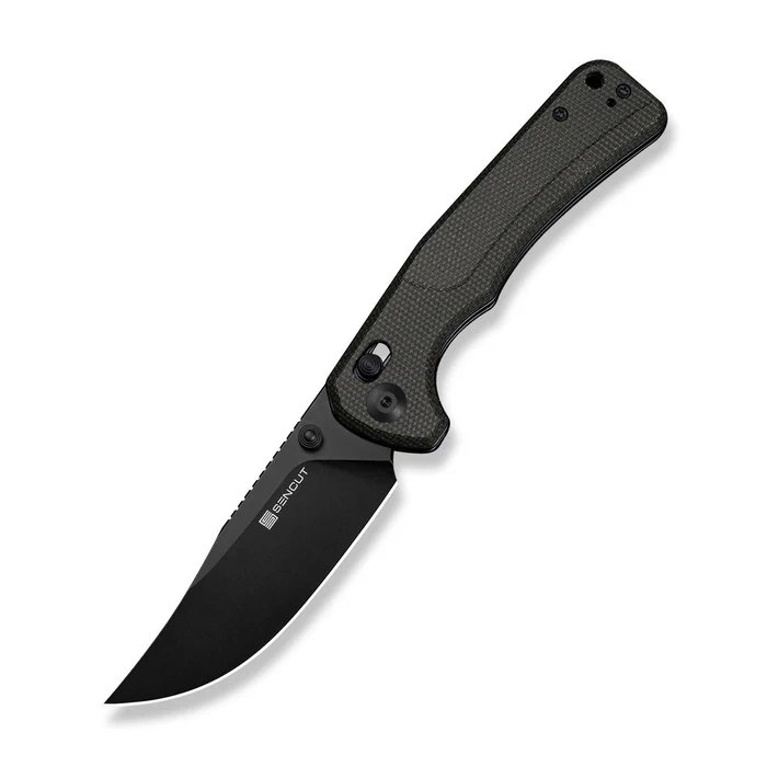 SENCUT Slybolt Thumb-Stud Crossbar Lock Knife Dark Green Micarta